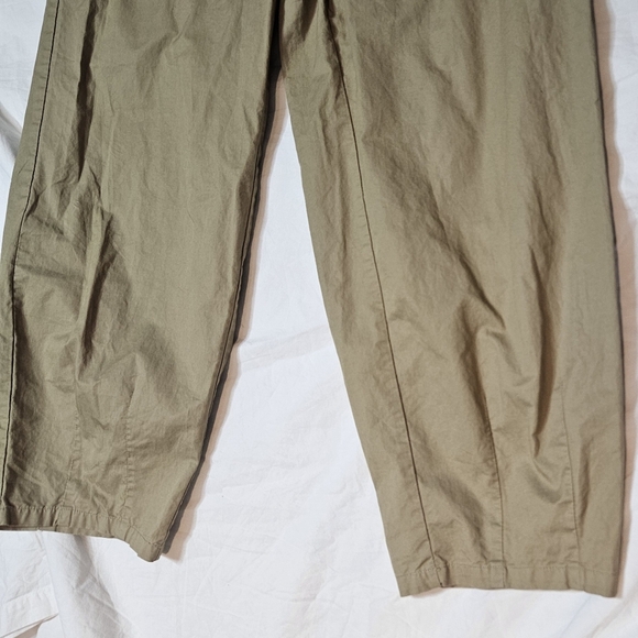Zara Pull-On Women's Elastic Waist Drawstring Cropped Balloon Pants Khaki Small - Picture 6 of 7